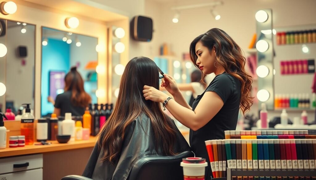 Colored hair at the salon