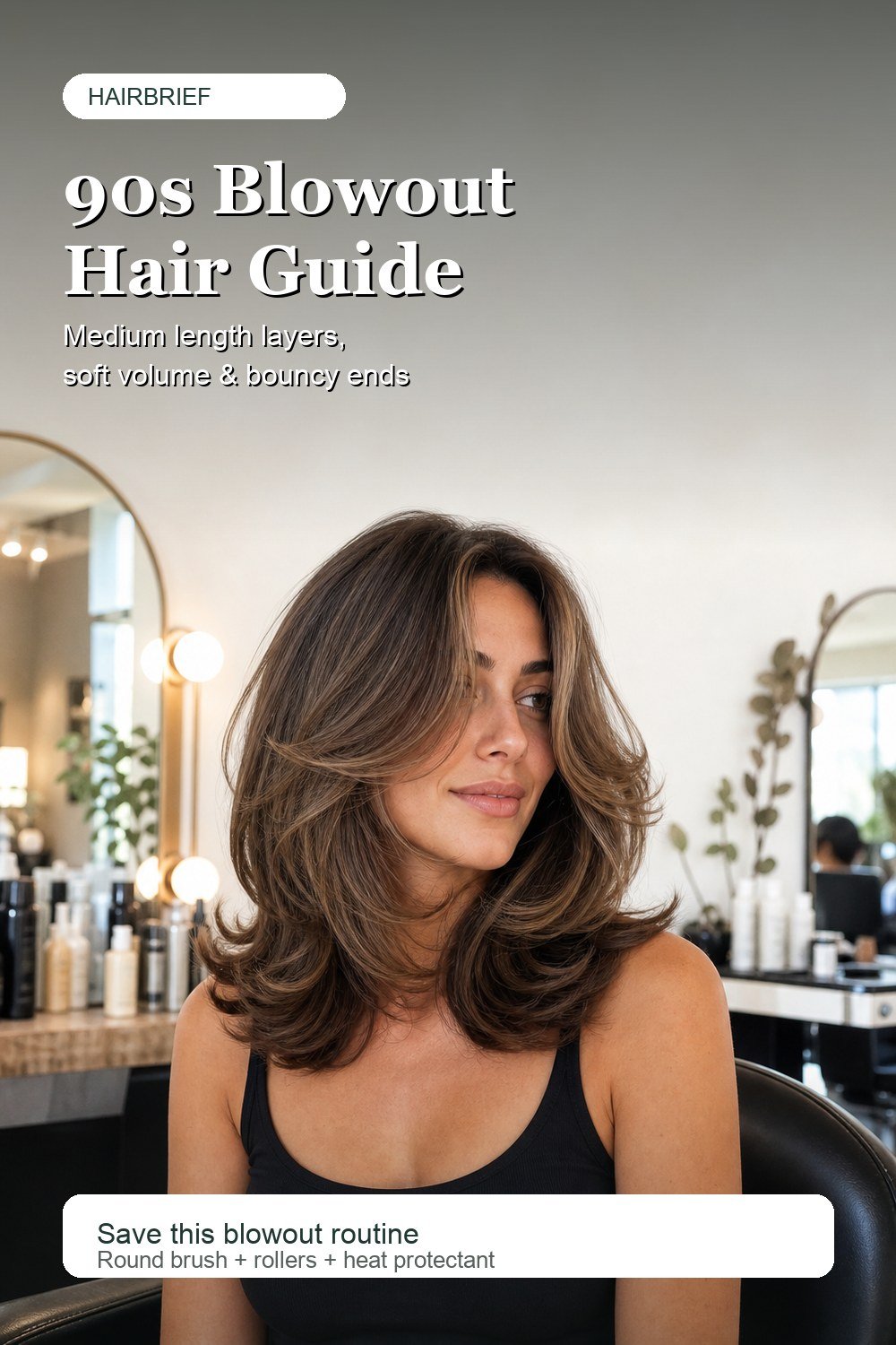Pinterest pin for 90s blowout hair medium length guide