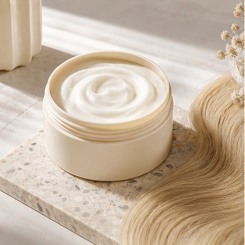 Bond repair treatment product category image with cream mask and blonde hair swatch